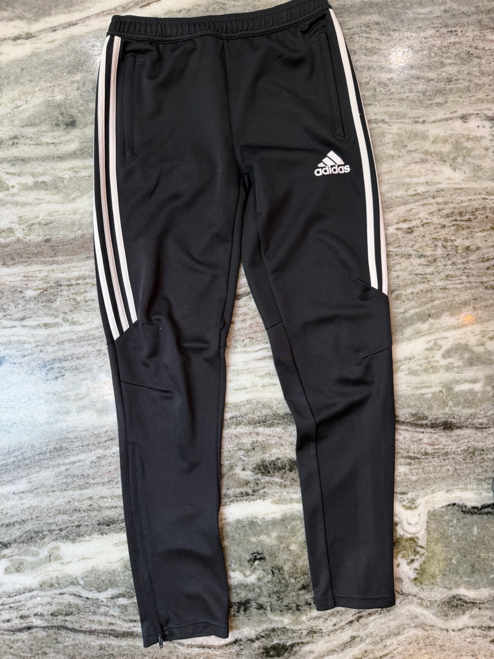 adidas Black Joggers with White Side Stripes